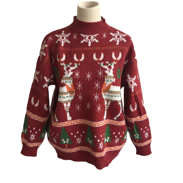 Women's  Christmas Theme Elk Snowflake Christmas Tree Knitted Sweater