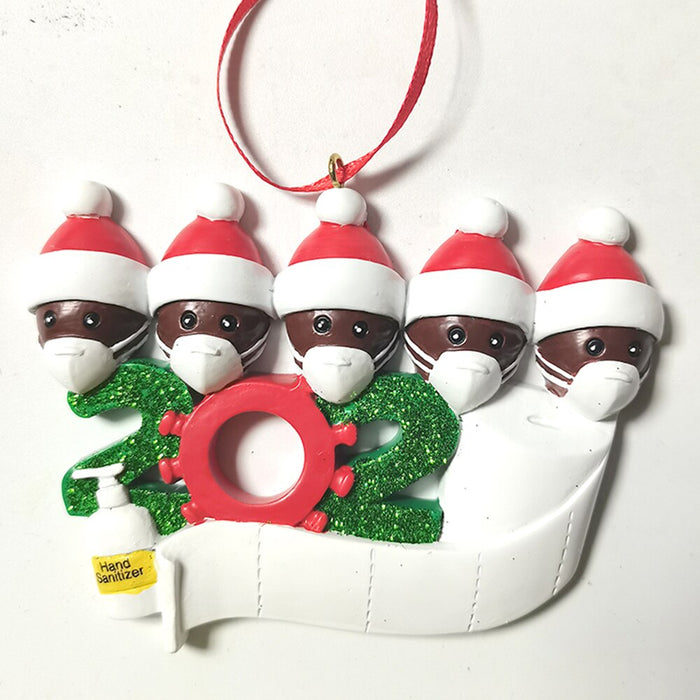 Quarantine Christmas Decoration Gift Personalized Hanging Ornament Pandemic -Social Party Distancing Santa Claus with Mask