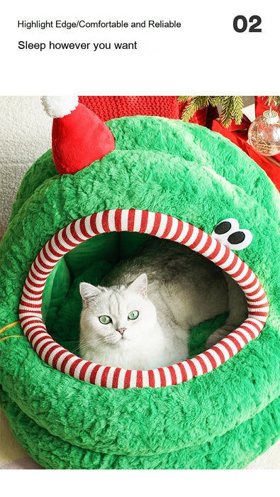 Christmas Green Furry bed Removable Washing