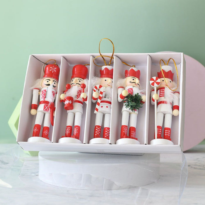 13CM Nutcracker Soldier Puppet Drum Style British Christmas Decoration Holiday Small Gift Pendant