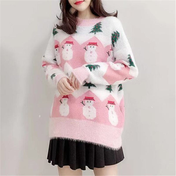 Christmas Sweater Women Casual Pullover Oversized Knitted Sweater Winter Jumper Autumn Knitwear