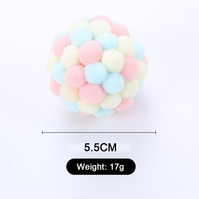 1 PC Pet Supplies Cat Self-excited Ball Funny Cat Ball Plush Bell Ball Multicolor Stitching Christmas Color Cat Throwing Toys