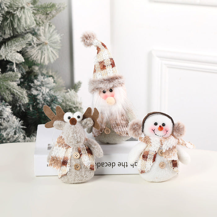 Christmas Pendant Knitted Hat Scarf Snowman Long Fluff Doll