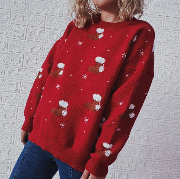 Women's  Round Neck Long Sleeve Christmas Sweater