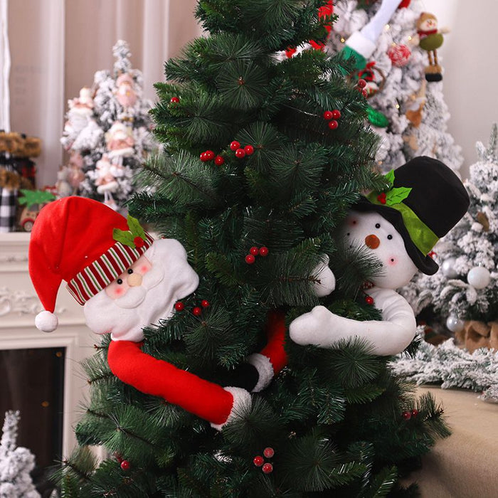 Christmas Tree Toppers Santa Snowman Hugger With Hat