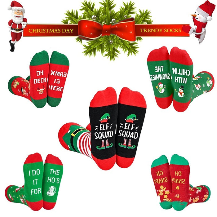 Christmas High-top Letter Jacquard Cotton Socks