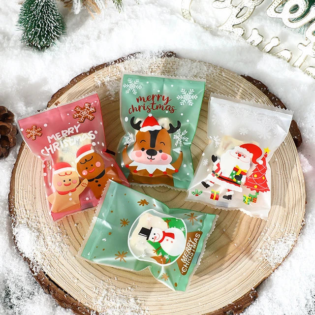 100pcs Christmas Candy Bag Hot Seal Bags Christmas