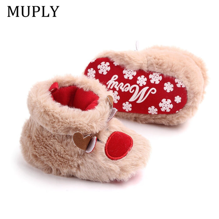 Winter Baby Girls Boys Keep Warm Shoes Muply Christmas Elk First Walkers Anti-slip Newborn Toddler Infant Girl Footwear Shoes