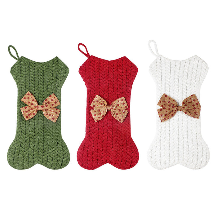 Christmas Decorations Knitting Wool Hanging Gift Bag Christmas Stockings Pendant Large Gift Bag