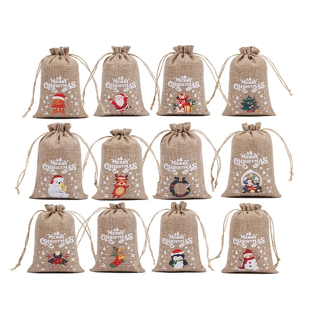 12pc Christmas Velvet Bags