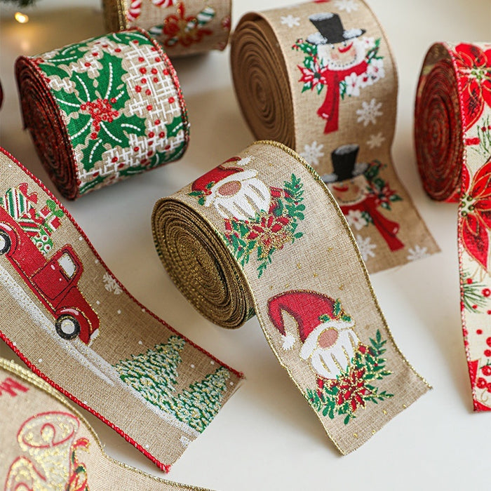 Linen Christmas Ribbon Christmas Tree Rattan Garland Decorative Ribbon