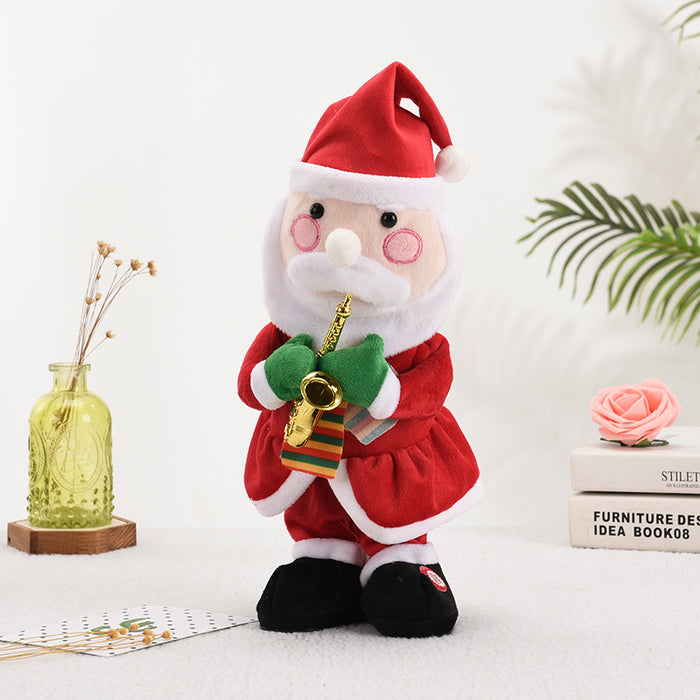 New Christmas Electric Toy Blowing Sax Christmas Old Elk Snowman Will Sing and Twist Toys