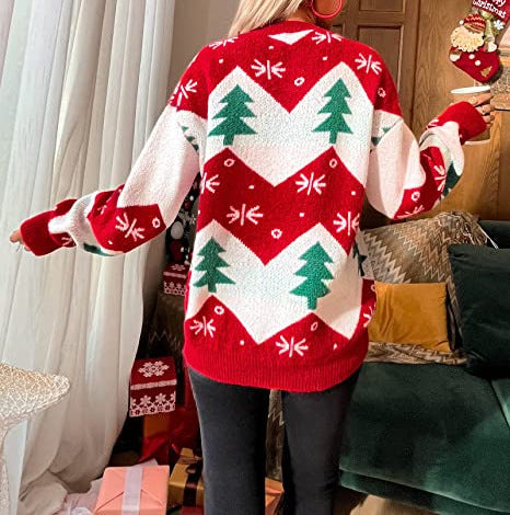 Christmas Tree Jacquard Women's Casual Long-sleeved Sweater