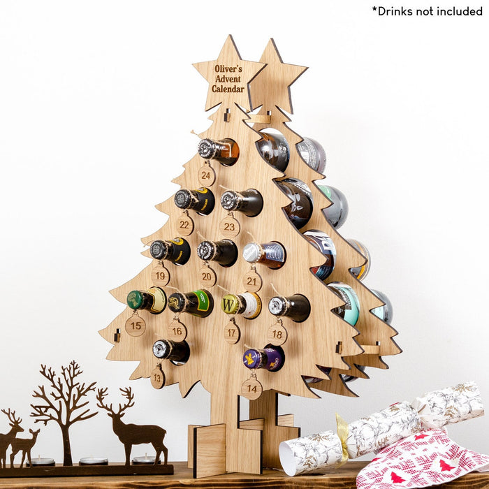 Christmas Countdown Wine Rack Wood Ornament Craft Decoration Party Funny Beer Shelf