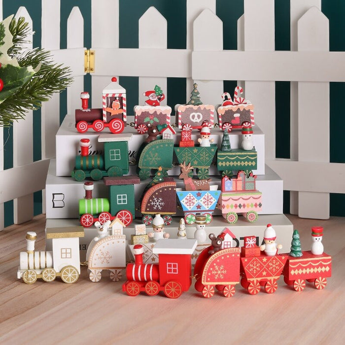 Christmas Decorations Wooden Train Presents For Children Christmas Presents Window Display