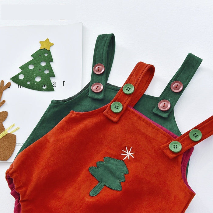 New Christmas Eve Cute Suspenders Romper Onesie Outerwear