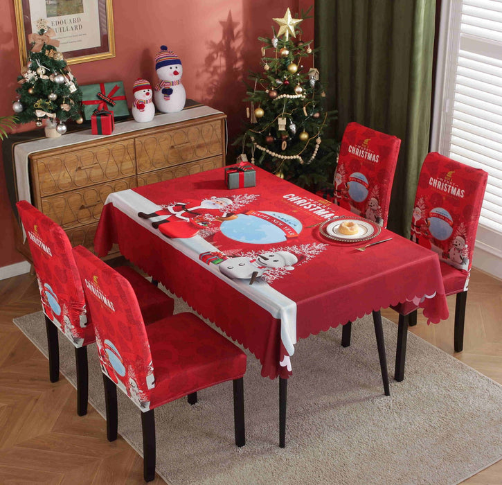 Christmas Chair Cover Digital Printed Tablecloth Chair Cover Waterproof And Oil Proof Christmas Tablecloth Christmas Chair Cover