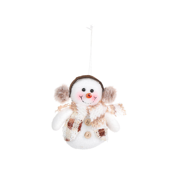 Christmas Pendant Knitted Hat Scarf Snowman Long Fluff Doll