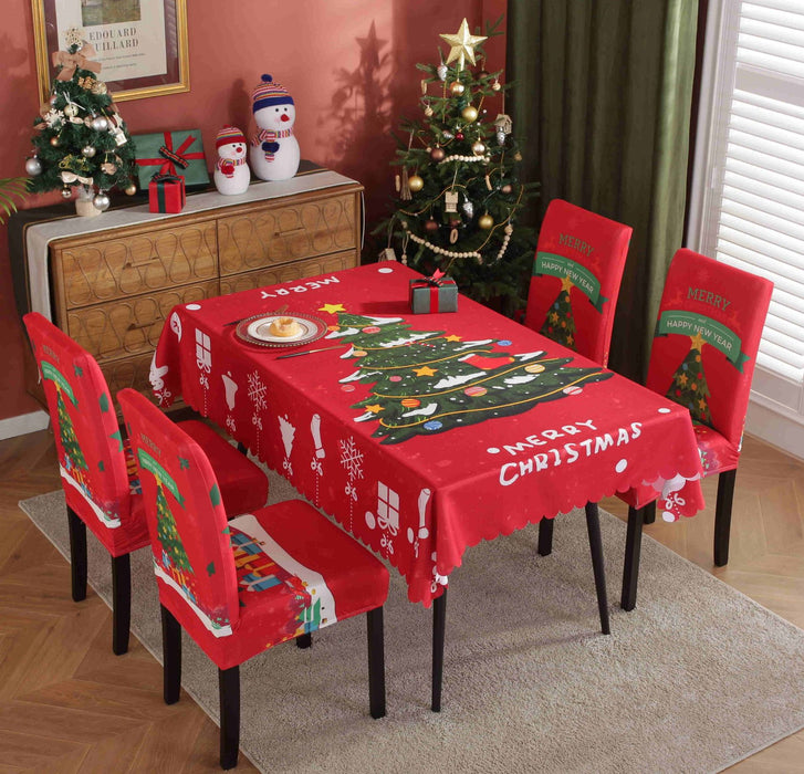 Christmas Chair Cover Digital Printed Tablecloth Chair Cover Waterproof And Oil Proof Christmas Tablecloth Christmas Chair Cover