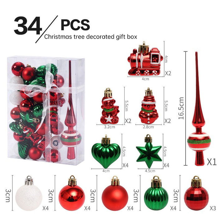 Christmas ornaments 34PCS painted Christmas ball set gift bag mini Christmas tree pendant