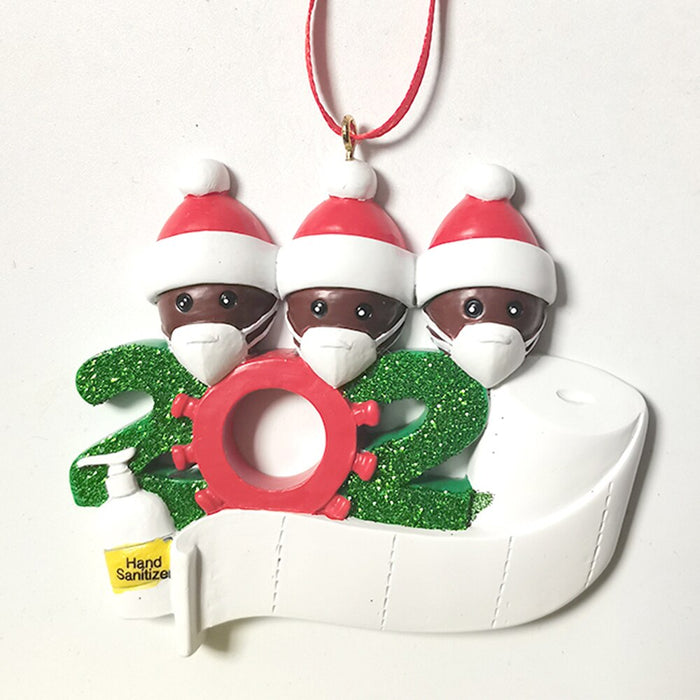 Quarantine Christmas Decoration Gift Personalized Hanging Ornament Pandemic -Social Party Distancing Santa Claus with Mask