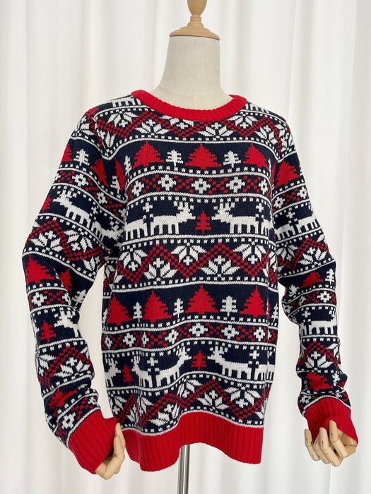 Christmas Deer Sweater Women's Loose Round Neck