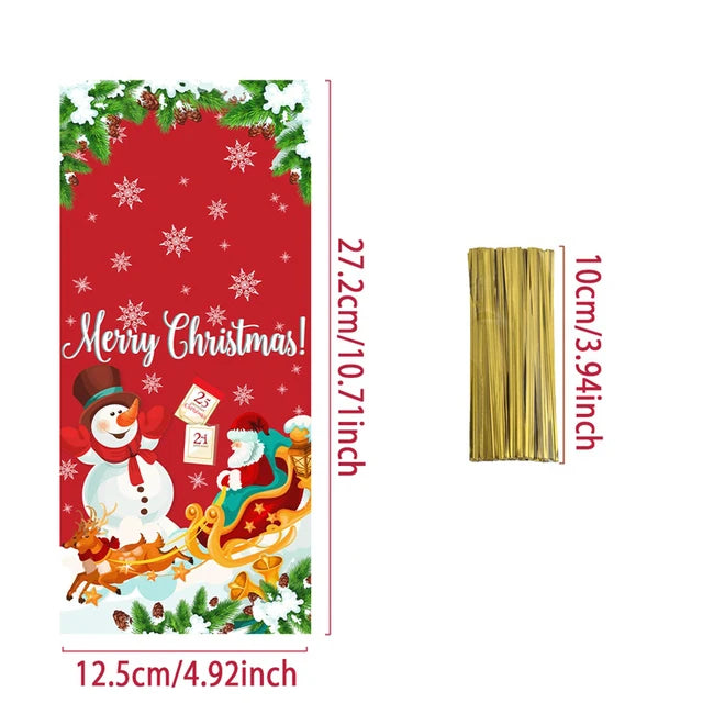 25/50/100pcs Christmas Candy Bags With Rope