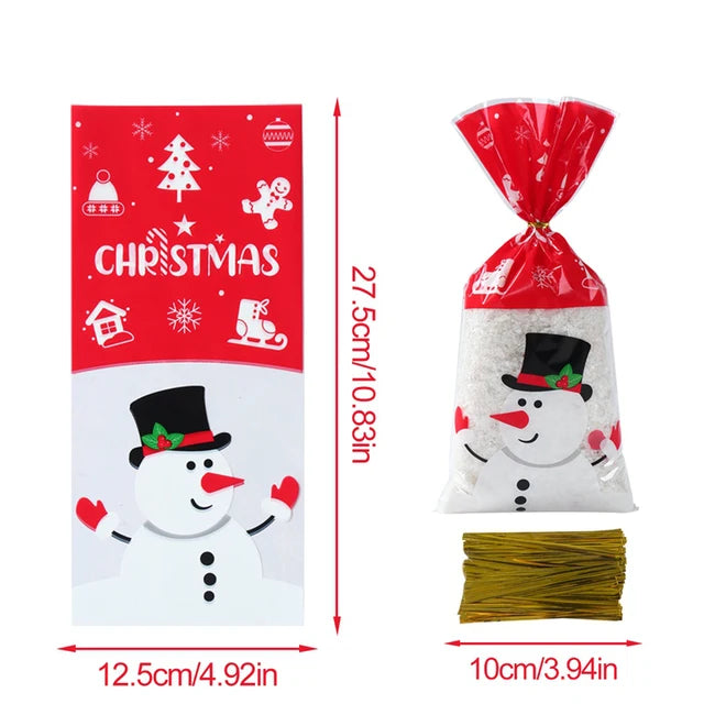 25/50/100pcs Christmas Candy Bags With Rope