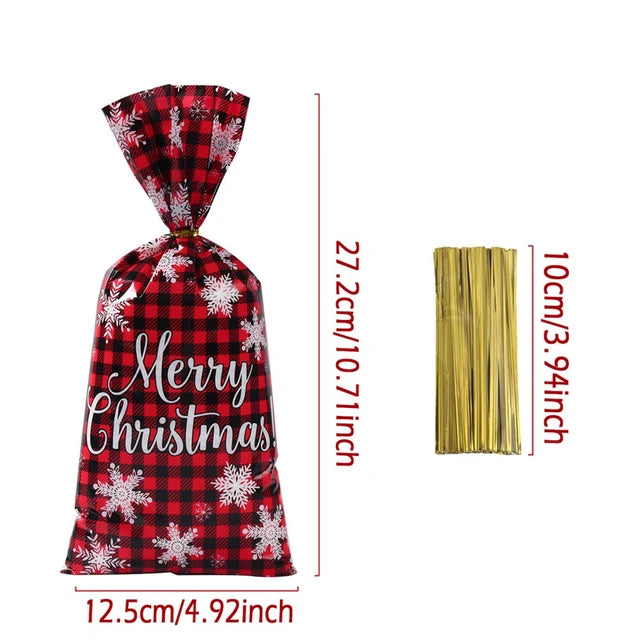 25/50/100pcs Christmas Candy Bags With Rope