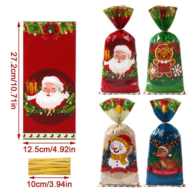 25/50/100pcs Christmas Candy Bags With Rope