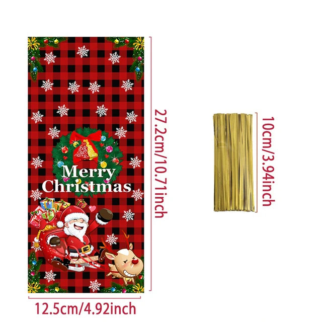 25/50/100pcs Christmas Candy Bags With Rope