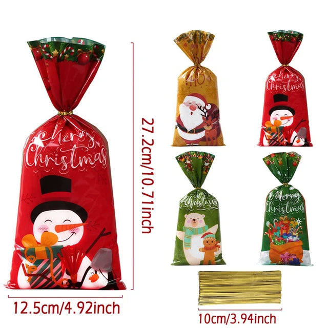 25/50/100pcs Christmas Candy Bags With Rope