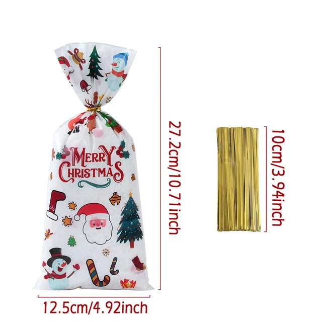 25/50/100pcs Christmas Candy Bags With Rope