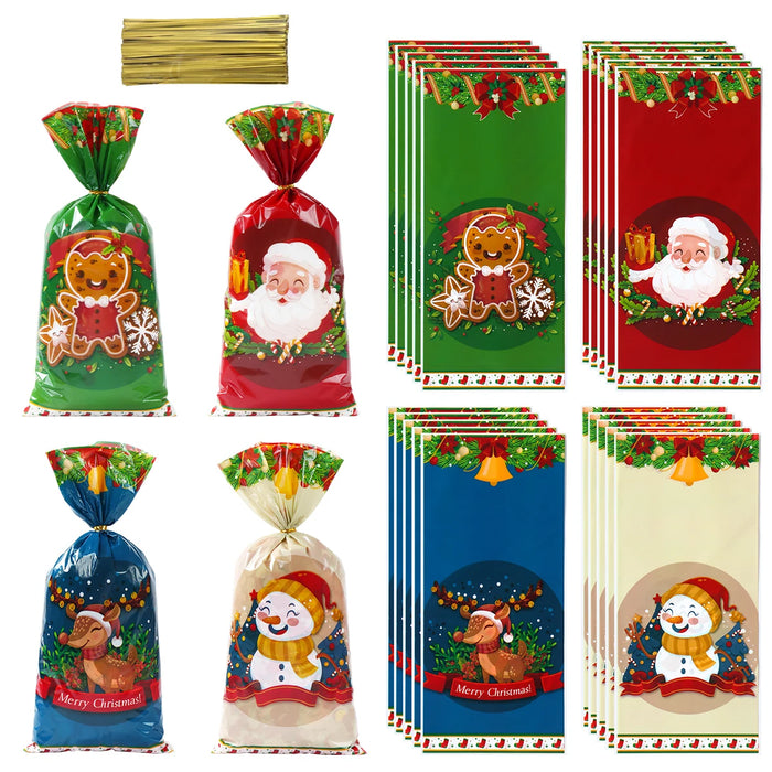 25/50/100pcs Christmas Candy Bags With Rope