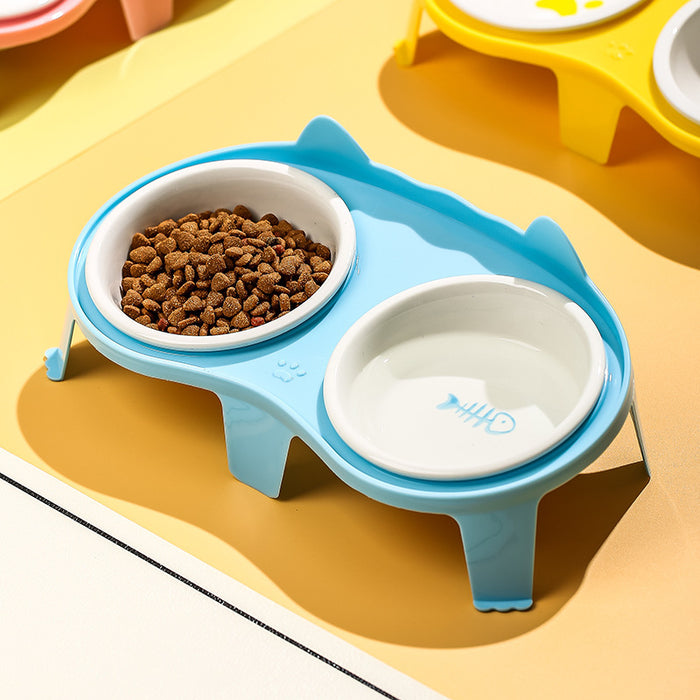 Cat Food And Water Bowl Set Ceramic Pet Bowl Set