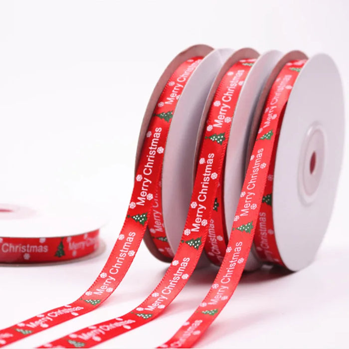 25yards 10mm Christmas Ribbon Printed Christmas Polyester Ribbon