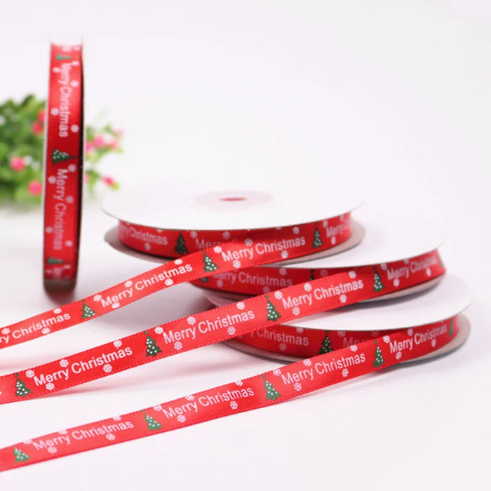 25yards 10mm Christmas Ribbon Printed Christmas Polyester Ribbon