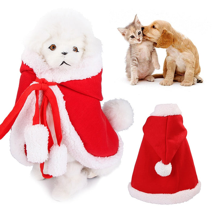 Pet Christmas Hooded Cloak Cute Cats