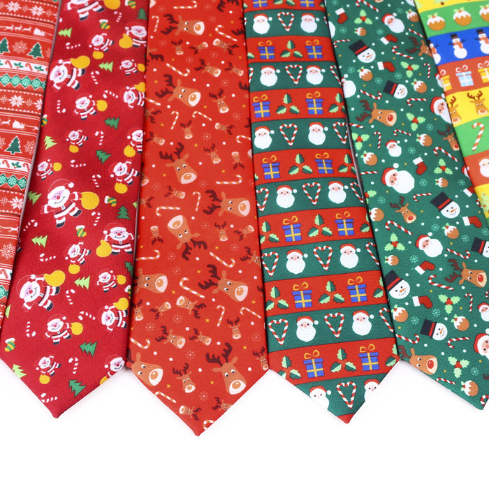 Christmas Tie Polyester Printed Santa Claus Christmas Tree