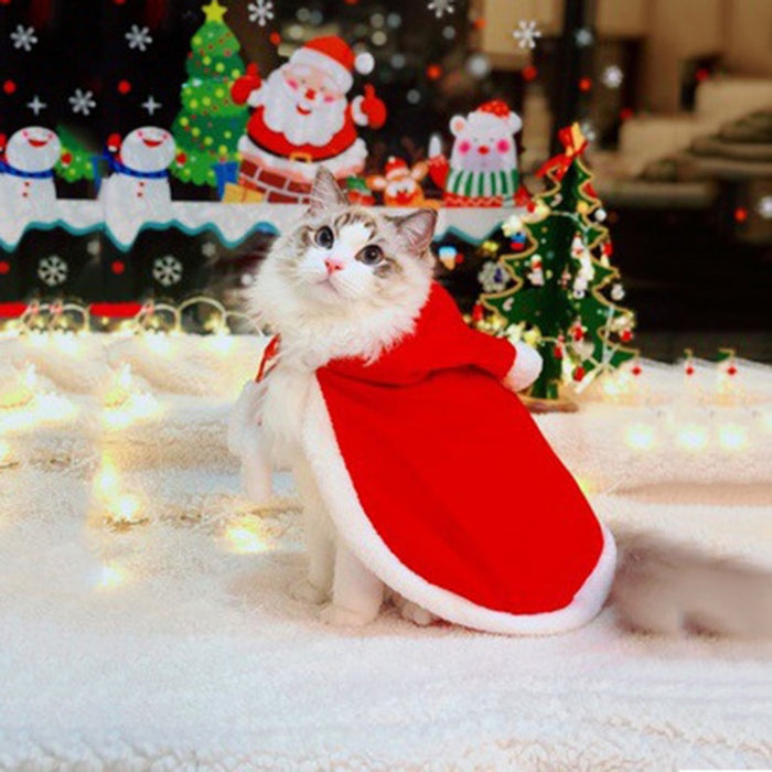 Pet Christmas Hooded Cloak Cute Cats