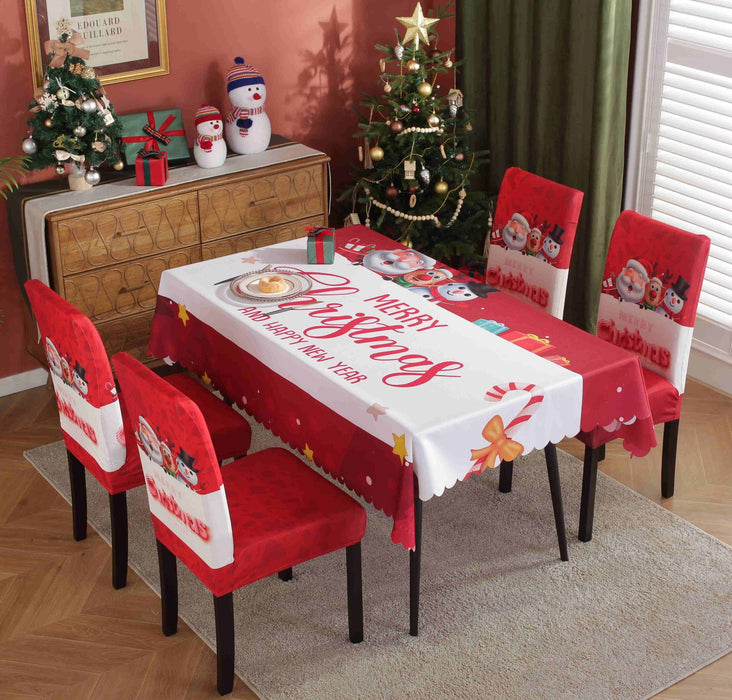 Christmas Chair Cover Digital Printed Tablecloth Chair Cover Waterproof And Oil Proof Christmas Tablecloth Christmas Chair Cover