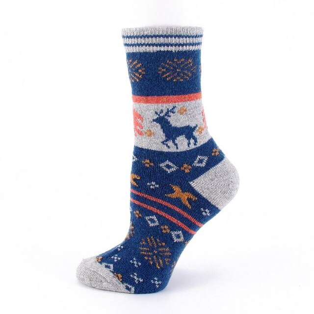 Outdoor Sport Socks Christmas Woolen Socks Winter Warm Cartoon Crew Socks Soft Cute Elk Slipper Socks