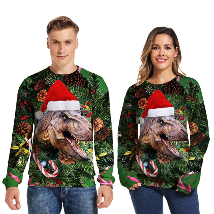 Unisex Women Christmas Sweater ugly Christmas Sweater Men Pullover Winter Plus Size Funny Autumn Tops Clothing Dinosaur