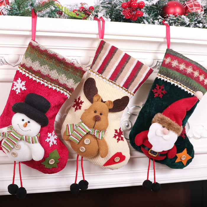 Christmas Stockings Gift Bag Flannel Small Size Hanging Decorations