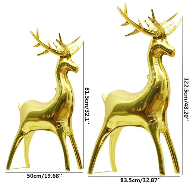 2pcs Colorful Gold Christmas Series Standing Large Small Elk Aluminum Foil