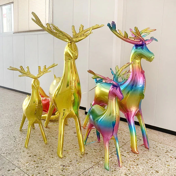 2pcs Colorful Gold Christmas Series Standing Large Small Elk Aluminum Foil