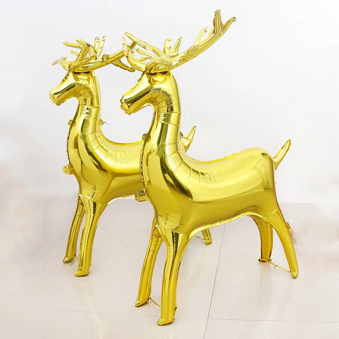 2pcs Colorful Gold Christmas Series Standing Large Small Elk Aluminum Foil