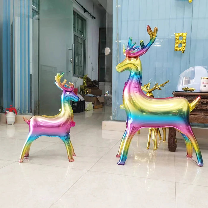 2pcs Colorful Gold Christmas Series Standing Large Small Elk Aluminum Foil