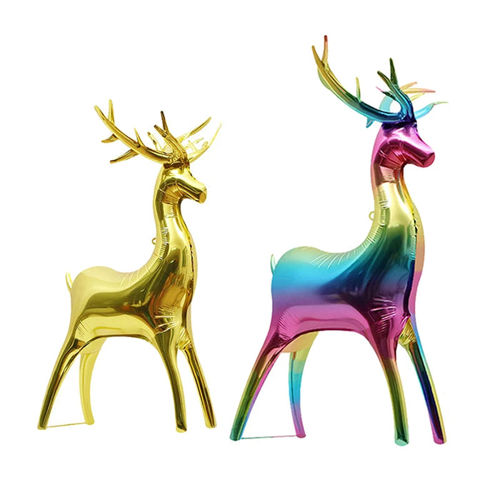 2pcs Colorful Gold Christmas Series Standing Large Small Elk Aluminum Foil