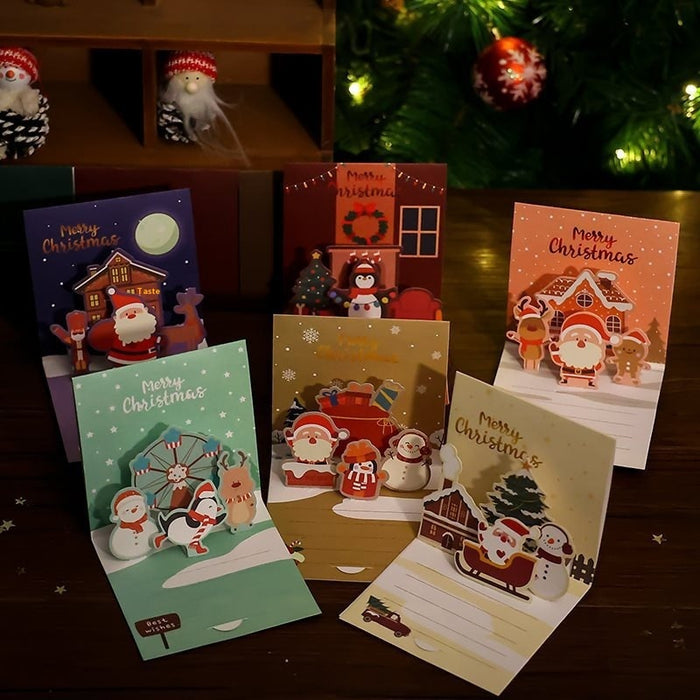 Christmas Stereoscopic Greeting Cards Diy Christmas Eve Gift Cartoon Blessing